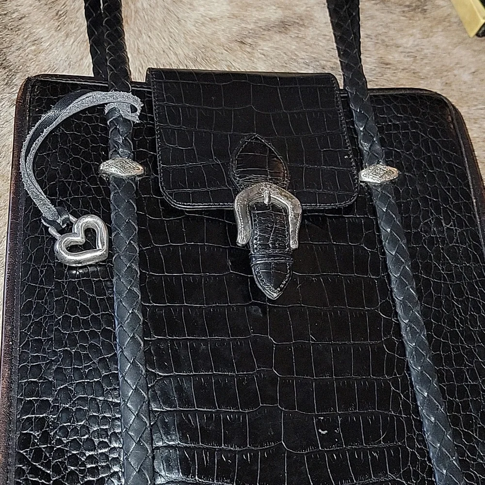 Brighton Brown Croc Leather Shoulder Bag - Picture 13 of 15